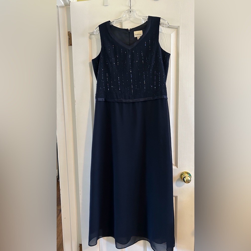 Beautiful Chiffon Navy Blue long gown with matching chiffon wrap